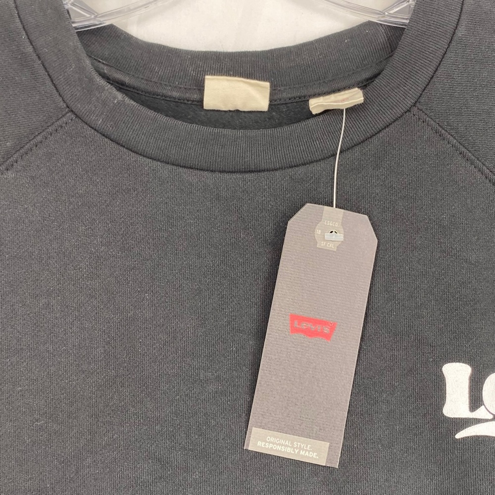 Levi's Womens Sz 2X Trendy Logo Pullover Sweatshirt Black Long Sleeves Cropped - Picture 4 of 9